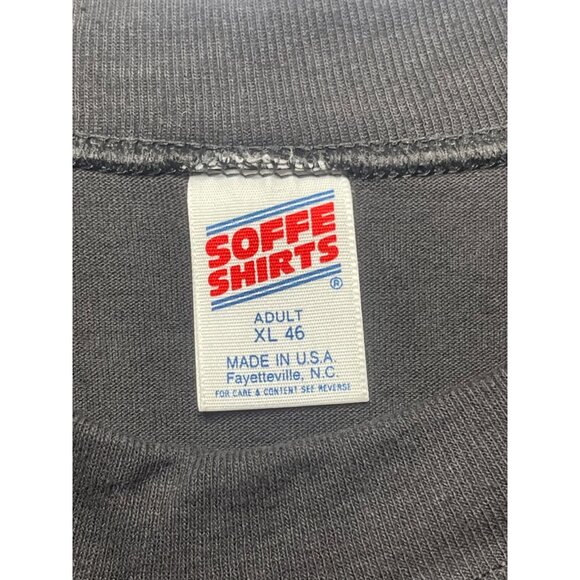 Vintage Soffe Shirts Made in USA Xl Santa Patch Design Black Single Stitch - Picture 3 of 7